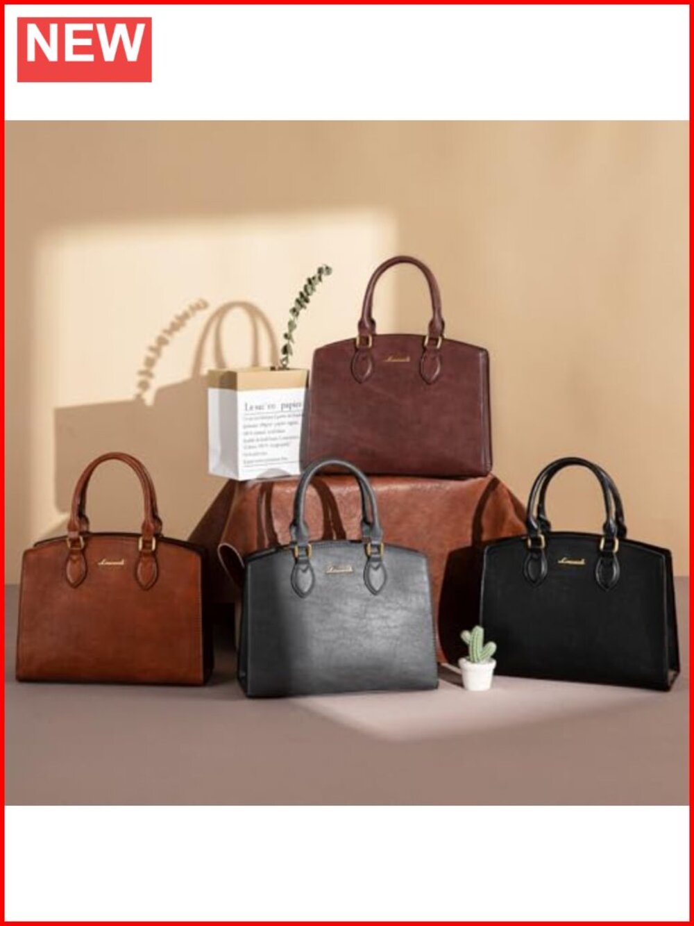 Vintage PU Leather Satchel Shoulder Bag Tote Handbag Women's Medium Ladies Purse - Picture 5 of 6